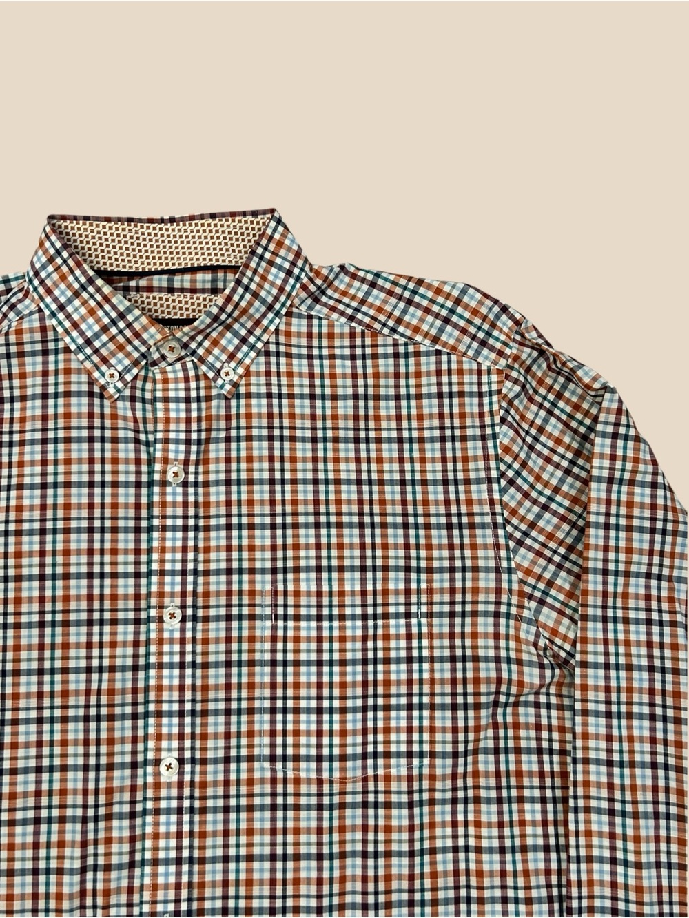 Johnston & Murphy Men's Check Plaid Button-Down Shirt L Business Casual